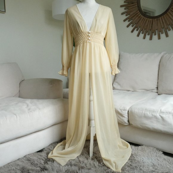 Anastacio Other - Vintage Anastasio Yellow Sheer Button Front Nightgown
